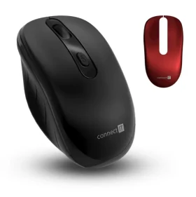 Connect IT Long LIFE čierna / Bezdrôtová optická tichá myš / 2400DPI / 4 tlačidlá / 2.4GHz / 2xAA (CMO-2000-BK)