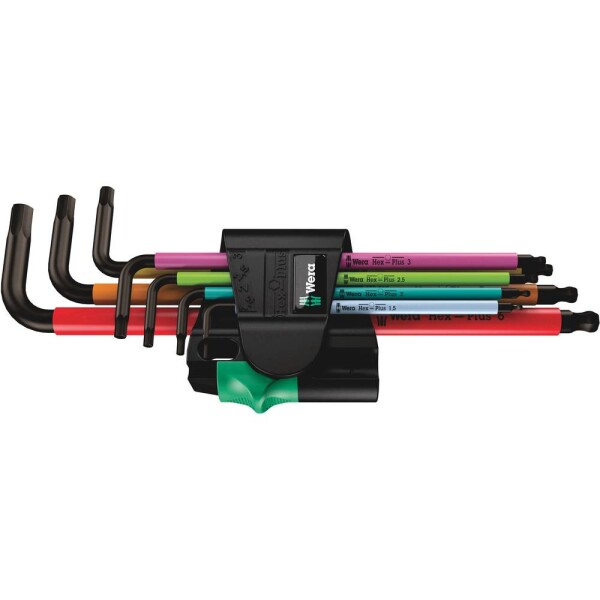 WERA 950/7 Hex-Plus Multicolour Magnet 1 sada zástrčných kľúčov / metrická / BlackLaser / 7 dielny (05022534001)