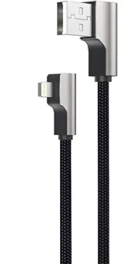OEM CB-AL01 čierna / Dátový kábel / Lightning - USB-A / uhlový 90 ° / MFi certifikácia / nylonový opletenie / 2 m (CB-AL01 Black OEM)
