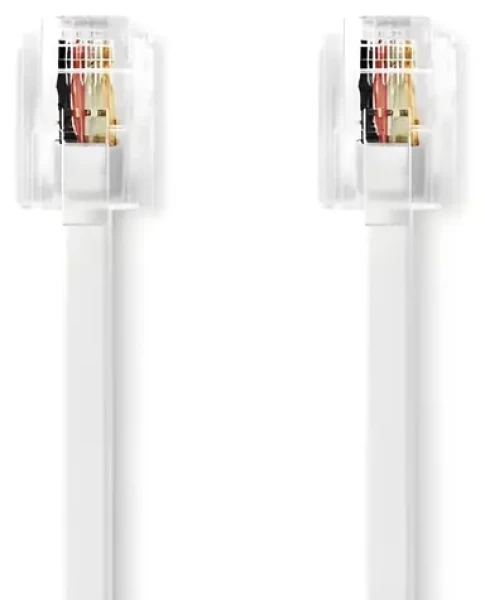 Nedis telefónny kábel biela / Kábel / RJ11 - RJ11 / Plochý / 5 m (TCGL90200WT50)