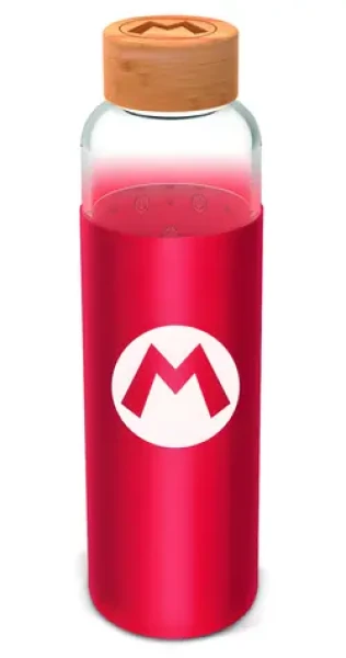 STOR Fľaša na pitie Super Mario 585 ml / Sklenená / Silikónový návlek (ST00385EPM)