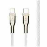 FIXED Dlhý nabíjací a dátový opletený kábel s konektormi USB-C/USB-C a podporou PD 2 m biela / USB 2.0 / 100W (FIXDB-CC2-WH)