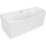 MEXEN/S - Gia voľne stojaca rohová vaňa reliéf ľavá 170 x 80, biela mat, sifón a prepad meď kartáčovaná 52701708001L-65