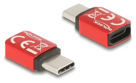 DeLock USB-C datablocker červený / Adaptér / Blokovanie prenosu dát / USB Power Delivery / 240 W (60689)