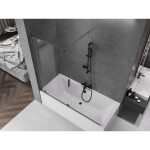 MEXEN/S - Velar Dvojkrídlová posuvná vaňová zástena 170 x 160, transparent, šedá kartáčovaná 896-170-000-01-66