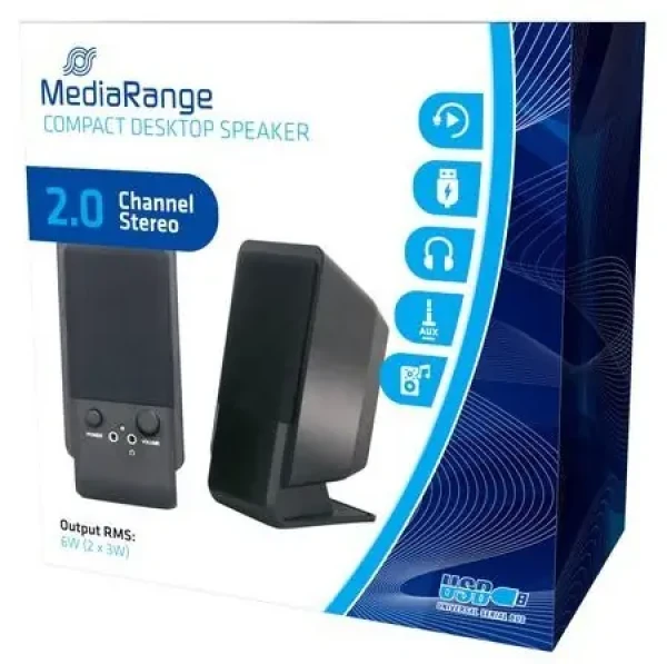 MediaRange MROS352 čierna / Reproduktory 2.0 / 6W / USB / 3,5mm (MROS352)