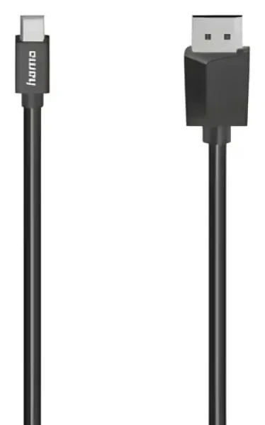 HAMA kábel Mini DisplayPort na DisplayPort čierna / Video kábel / 1,5 m / UHD 4K