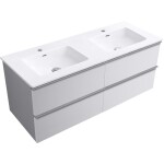 CERANO - Kúpeľňová skrinka Velora - biela matná, úchytka chróm + keramické umývadlo Novo - biela lesklá - 121x54,5x46,5 CER-979878