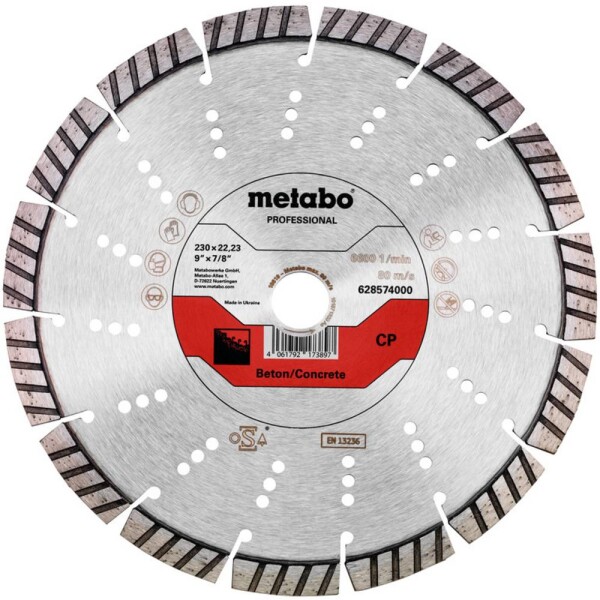 Metabo 628574000 diamantový rezný kotúč Priemer 230 mm Ø otvoru 22.23 mm 1 ks; 628574000
