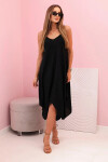 Dámske šaty s ramienkami rozšírené s asymetrickým lemom čierne UNI