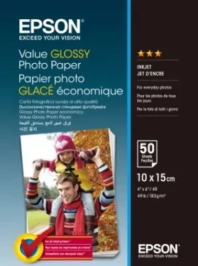 Epson Value Glossy Photo Paper 10x15 / Fotopapier / Lesklý / 183 g/m2 / 50 listov (C13S400038)