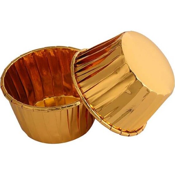 Košíčky na muffiny zlaté metalické pevný okraj samonosné 60x40mm 100ks - Cakesicq - Cakesicq