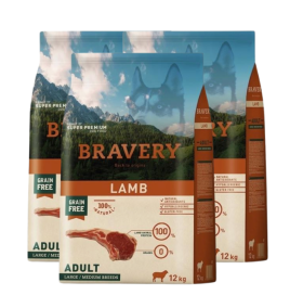 Bravery Dog Large/Medium Adult Lamb - 3x4kg