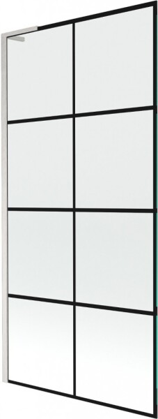 MEXEN/S - Next L vaňová zástena FIX 90 x 150, čierna vzor, nikel kartáčovaná 895-090-000-03-77-97