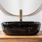 REA - Umývadlo na dosku Belinda Marble Shiny 46,5x33 čierna REA-U8907