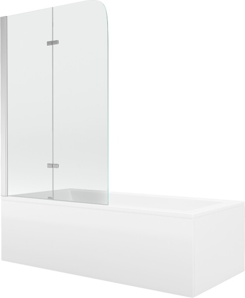 MEXEN/S - Cubik obdĺžniková vaňa 170 x 70 cm s panelom + vaňová zástena 100, transparent, chróm 550317070X9010020100
