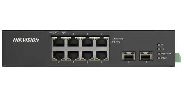 HIKVISION DS-3T0510HP-E/HS / Switch / priemyselný / 8x Gb PoE (2x Hi-PoE) / 2x Gb SFP / 110W (DS-3T0510HP-E/HS)