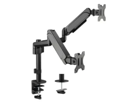 Equip čierna / Stolný držiak pre 2 monitory / 17-32" / nosnosť 9 kg / výškovo nastaviteľný / VESA 100x100 / 360° (650133)