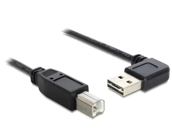 DeLock Easy-USB čierna / Kábel USB-A (M) - USB-B (M) / 0,5 m / USB 2.0 / pravouhlý konektor (85167)