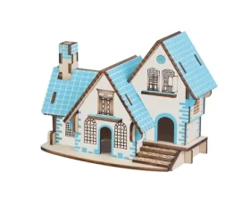 Woodcraft Drevené 3D puzzle Modrý dom