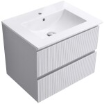 CERANO - Kúpeľňová skrinka Carole + keramické umývadlo Todo - biela matná ryhovaná - 61x50x46,5 CER-008759