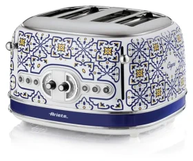 Ariete 0156CA Capri biela/svetlo modrá / Hriankovač / 4 plátky / 1630 W / 6 úrovní opečenia (0156CA)