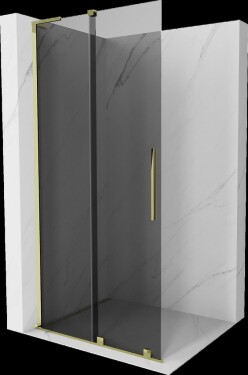 MEXEN/S - Velar L Sprchová zástena posuvná Walk-in 110 x 200, grafit 8 mm, zlato 871-110-003-43-50