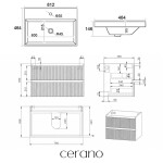 CERANO - Kúpeľňová skrinka Carole - keramické umývadlo Viano - biela matná ryhovaná - 81,2x62,6x46,5 CER-941567