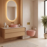 REA - Súprava: Závesná WC misa + Umývadlo na dosku Duo Sweet Pink Matt KPL-K3001
