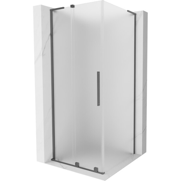 MEXEN/S - Velar L sprchovací kút, posuvné dvere 90 x 90, dekor, grafit metal 871-090-090-33-95