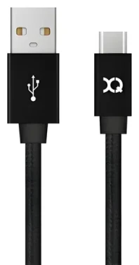 Xqisit Cotton čierna / USB-C kábel / USB 3.0 / 1,8 m (27749)