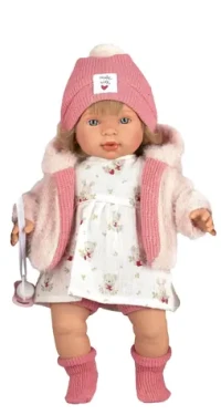 Llorens 42168 CARLA - realistická bábika so zvukmi a mäkkým látkovým telom - 42 cm