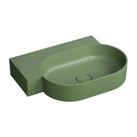OMNIRES - OVO M+ umývadlo na dosku/závesné - ľavé, 64 x 44 cm, olive mat; OVO645UWLOL
