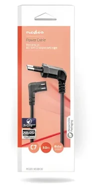 Nedis napájací kábel Euro - IEC-320-C7 uhlový vľavo čierna / Napájací kábel / 3 m (PCGB11055BK30)
