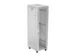 Lanberg FF01 42U/600x800 sivá / Stojanový rozvádzač / sklenené dvere / LCD panel / nosnosť 1200 kg / Flat Pack (FF01-6842-12SL)