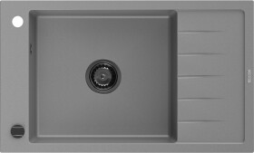 MEXEN/S MEXEN/S - Elias granitový drez 1 s odkvapkávačom 795 x 480 mm, sivá, + čierny sifón 6511791005-71-B