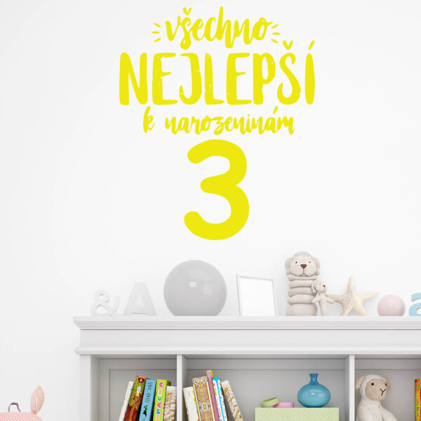 Veselá Stena Samolepka Všetko najlepšie Farba: žlutá, Veľkosť: 60 x 50 cm