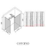 CERANO - Sprchová zástena Walk-in Onyx TL/P - 8 mm - hranatá vzpera - čierna matná, bronzové sklo - 160x150x200 CER-686914