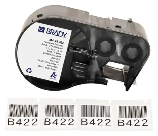 BRADY Polyesterové štítky 25,4x25,4 mm biele / Štítky do tlačiarne / Polyester / pre BMP41, BMP51, BMP53, M511 / 260 ks (M4-49-422)