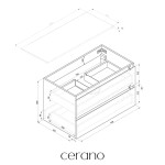 CERANO - Kúpeľňová skrinka Carole - čierna matná + doska pod umývadlo z lit. mramoru Elanys - 12 mm - biela matná - 80x49,2x46 CER-679345