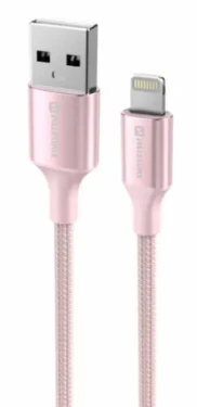 Swissten TEXTILE II dátový kábel USB - Lightning 1.5m ružová (71523311)