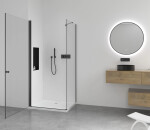 CERANO - Sprchovací kút Antelo L/P - 6 mm - čierna matná, transparentné sklo - 80x40x190 - otočný CER-477269