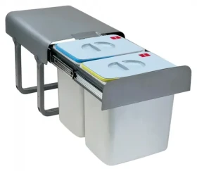 Kôš na triedený odpad Eco Easy 45 sivý / Kôš na triedený odpad / 2 koše / 30 l / pozinkovaná oceľ (40197900)