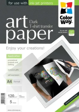 Colorway ART / Prenosový papier na tričká (tmavé) / A4 / 120 g/m2 / 5 listov (PTD120005A4)