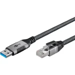 Goobay 70299 čierno-strieborná / Sieťový adaptér / USB-A - RJ-45 / 1 Gbit/s / 1 m (70299)