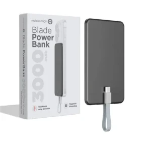 Mobile Origin Blade PowerBank 3000mAh sivá / 2x USB-C / MagSafe (PBB-3KC-GRY)