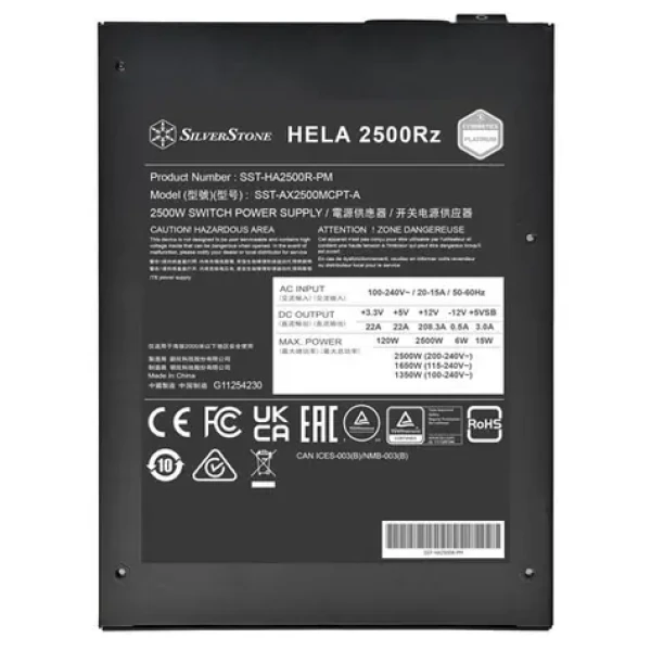 Silverstone HELA 2500Rz / Zdroj / ATX 3.1 / 2500W / Cybenetics Platinum / modulárne (SST-HA2500R-PM)