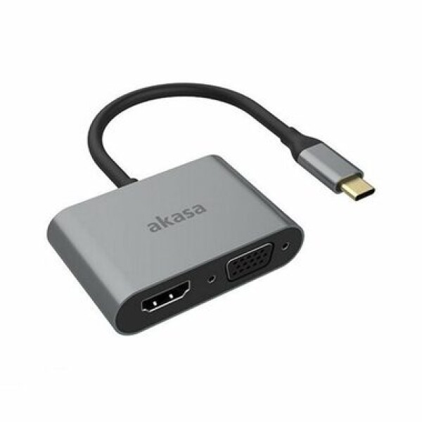 Akasa AK-CBCA23-18BK adaptér šedá / USB-C dokovací adaptér / VGA / HDMI / 4K @ 60Hz (AK-CBCA23-18BK)