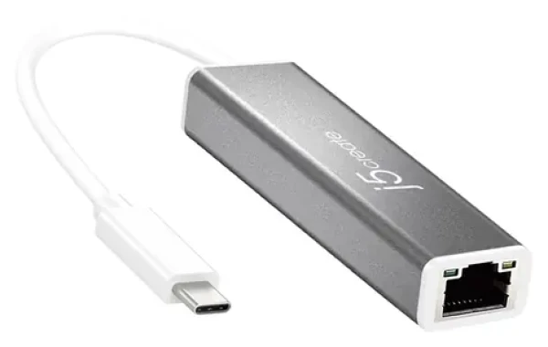 J5Create Adaptér USB-C na Gigabit Ethernet / Ethernetový adaptér / USB-C / RJ-45 / 1000 Mbit/s (JCE133G-N)