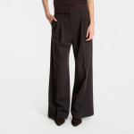 Kalhoty Tommy Hilfiger Viscose Blend Wide Leg Chocolate 40